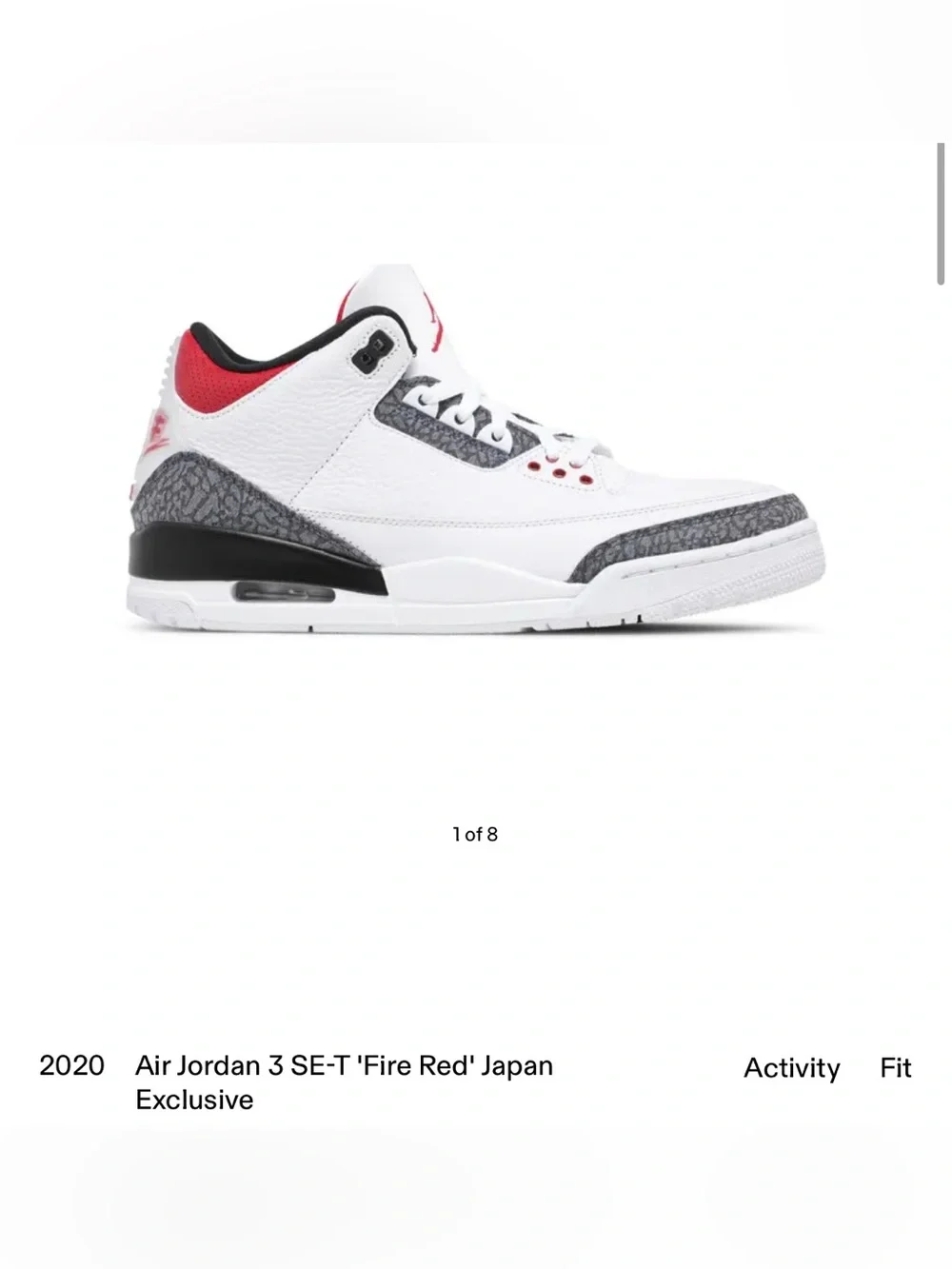 NEW Jordan Air Jordan 3 Retro SE-T Men's Sneakers - White/Red/Grey 10